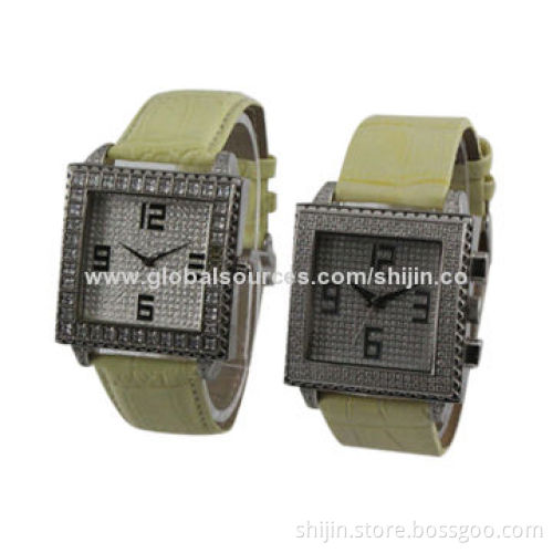 Vogue Stainless Steel Watch with Genuine Leather Band, Japan Quartz Movt, OEM Welcomed